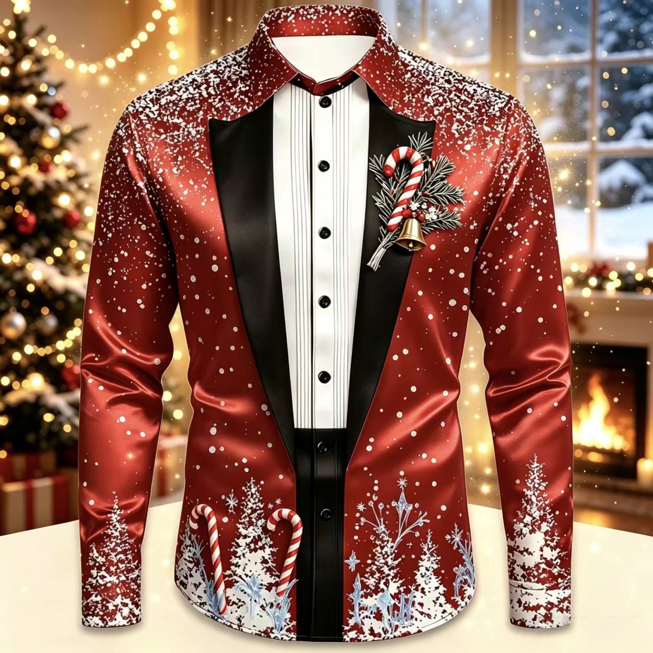 Men Christmas Satin Long Sleev - Mens Satin Silk Dress Shirt review and price