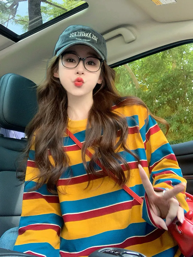 Women Color Block Striped Long - T-Shirts review and price