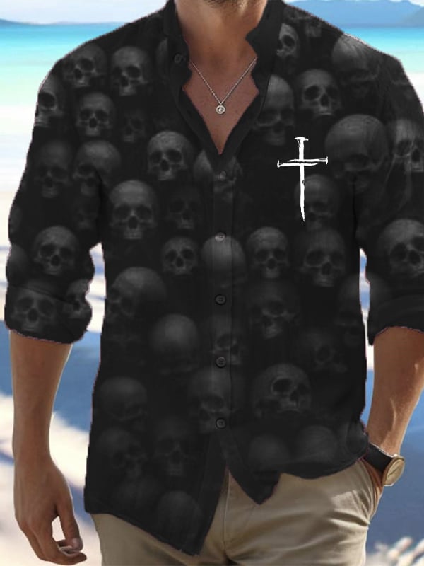 Halloween Men's Dark Skull Pri - Vintage Hawaiian Floral Shirt review and price